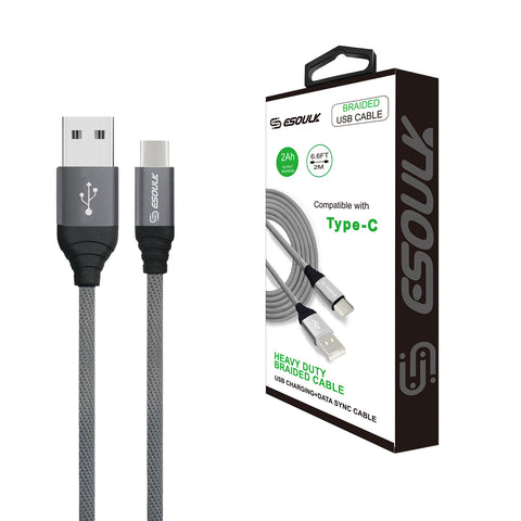 Canvas Cable 6.6ft For Type-C In Gray