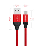 Canvas Cable 6.6ft For Type-C In Red