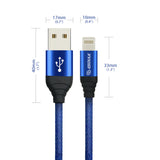 Canvas Cable 6.6ft For iPhone In Blue