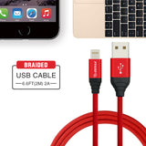 Canvas Cable 6.6ft For iPhone In Red