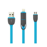 IPHONE  AND MICRO USB FLAT CABLE 3.2FT 2-IN-1 USB DATA