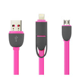 IPHONE  AND MICRO USB FLAT CABLE 3.2FT 2-IN-1 USB DATA